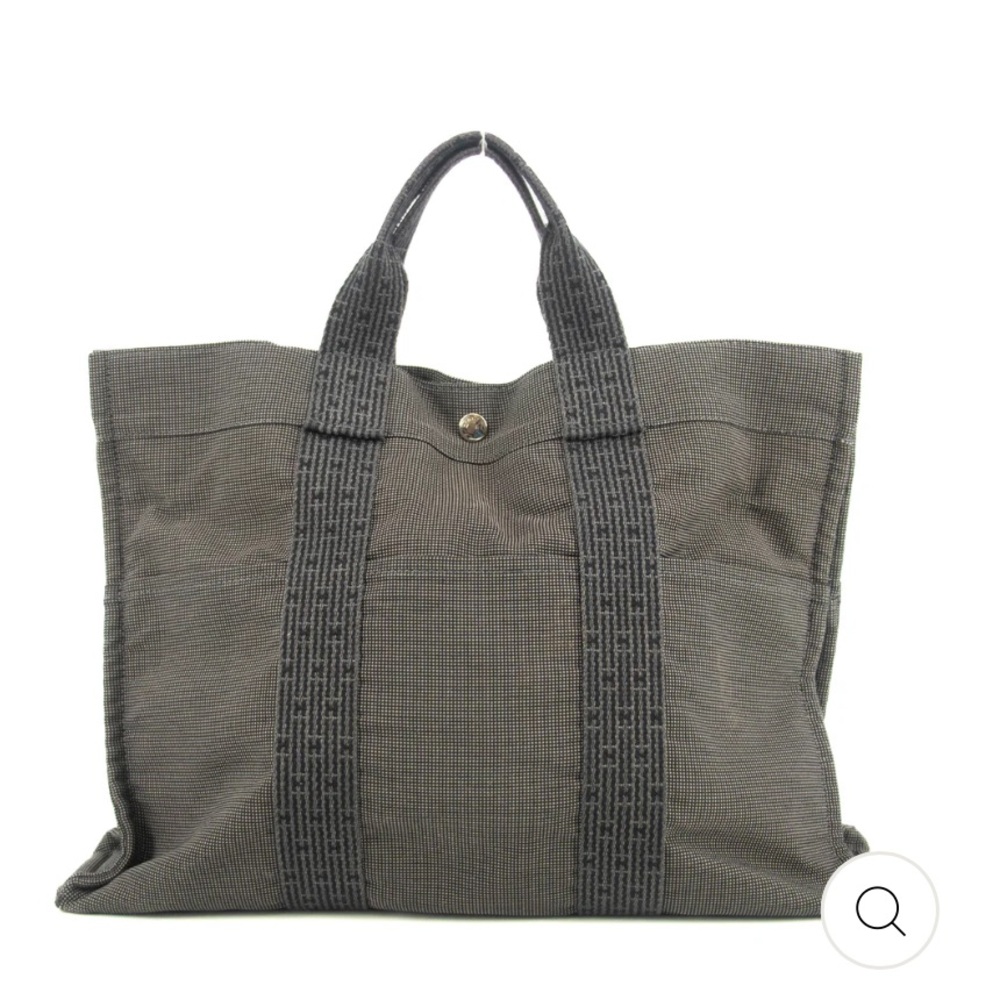 Hermes Herline MM Grey Canvas Tote